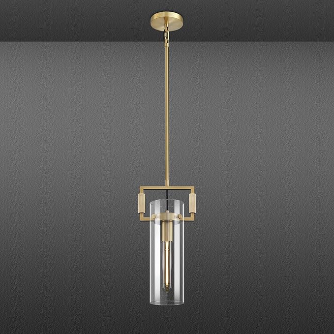 Modern Brass Island Pendant Light, 12'' Glass Pendant Lights, Gold Kitchen Island Pendant Light Fixture, Farmhouses Pendant Light, for Kitchen, Dining,Bathroom,Bedroom,Bulb Included