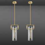 Modern Brass Island Pendant Lights 2 Pack,12'' Glass Light Pendant,Gold Kitchen Island Pendant Light Fixtures,Farmhouses Pendant Light, for Kitchen,Dining Room,Bathroom,Bulbs Included