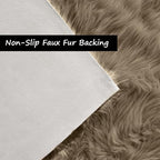 Goolela Round Rug - 4ft Beige Fluffy Shag Washable Faux Fur Plush Shagyy Rug for Living Room & Bedroom