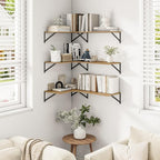 Heimlove Deep Floating Shelves for Wall, 12 Inch Deep Floating Shelves Set of 3, 16W x 12D Wood Wall Shelves, Wide Wood Shelves with Metal Bracket for Living Room, Kitchen, Office, Bedroom - Oak