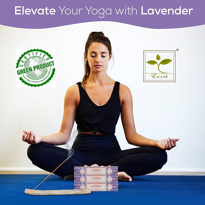 Satya Lavender Incense Sticks, Satya Bng (Bangalore) Insenses 15gmx3 Pack (45 GMS) with Raajsee Incense Holder Bundle, Satya Nagchampa Natural Incense