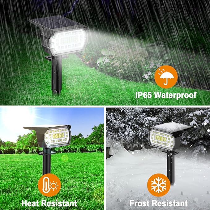LANSOW Solar Spot Lights Outdoor, [4 Pack/57 LED] 2-in-1 Solar Landscape Spotlights, 3 Modes IP65 Waterproof Dusk to Dawn Solar Powered Flood Wall Lights for Outside Yard Garden Pathway(Cool White)