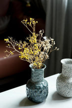 Rustic Pottery Ceramic Vase - Vintage Farmhouse Style Decor, White Grid Ceramic Vases for Home Decor, Modern Farmhouse Decor (Blue and green)