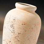 Ceramic Flower Vase, 11 inch Rustic Farmhouse Vase, Pottery Decorative Vases for Home Decor, Living Room, Shelf, Mantle, Entryway, Table Decor, White