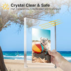 HOUSE DAY Acrylic Picture Frames 5x7, 3 Pack Magnetic 5x7 Picture Frame, Double Sided Clear 5 x 7 Photo Frame with Microfiber Cloth, Frameless FreeStanding 5x7 Frame Gift for Desktop Display