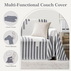 Couch Cover Boho for Dogs Washable Grey Couch Covers for 2 Cushion Couch, Chenille Sectional Couch Covers L Shape Sofa Cover, Furniture Protector for Kids, Pets, Grey 71" X150"