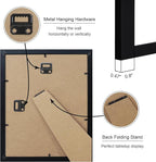 8x10 Picture Frame Set of 4, 8 x 10 Wood Photo Frames with Mat for 5x7, Wooden Frame with Real Glass Cover for Wall and Tabletop Display,Black