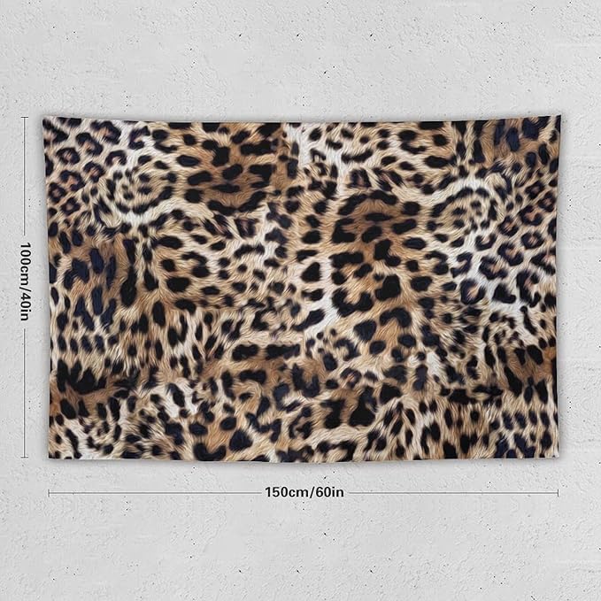 HZOHNAGO Leopard Print Tapestry Nature Wildlife Vintage Cheetah Fur Spot Animal Skin Wild Animals Spots Printed Wall Tapestry Painting Wall Hanging for Bedroom Living Room Dorm 60" W x 40" H