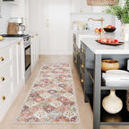 Lahome Moroccan Trellis Hallway Runner Rug, 2x6 Kitchen Runner Rugs Non Skid Washable, Vintage Laundry Room Rug Ultra-Thin Long Carpet for Bathroom Bedroom Entryway, Orange/Terracotta