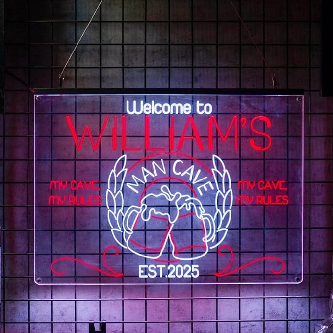 Personalized Bar Signs with Your Name for home wall light up with personalized pub name, man cave accessories, beer themed neon customizable lighted sign