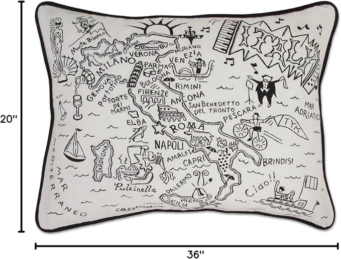 Catstudio Italy Hand-Guided Machine Embroidered Decorative Throw Pillow