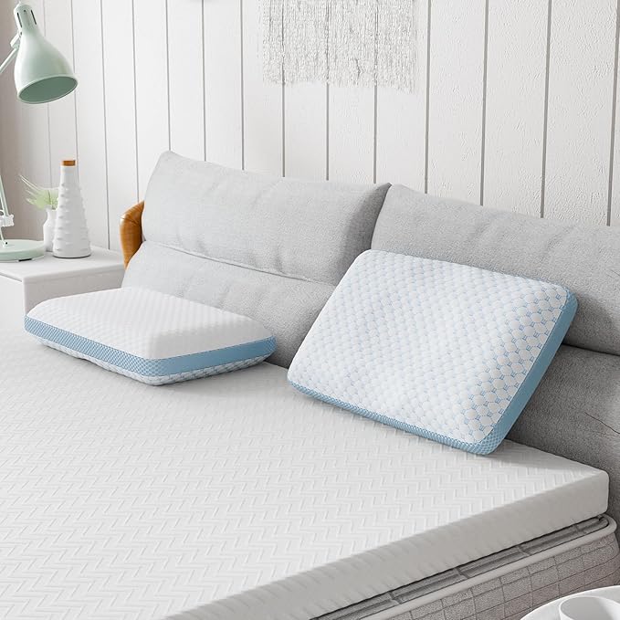 Memory Foam Bed Pillow for Pressure Relief - Memory Foam Neck Pillow with Removable Cooling & Soft Cover – Two-Sided, Contour Orthopedic Bed Pillow for Side Back Stomach Sleeper
