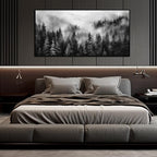 Foggy Forest Wall Art for Living Room Black and White Pictures for Wall Home Office Wall Decor with Black Frame 29 x 58 Inch