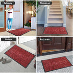 Yimobra Welcome Mat Outdoor Indoor, 29.5x17 Waterproof Door Mat Outside Entrance, All-Weather Non Slip Doormat, Low-Profile Front Door Mat, Porch and Patio Entryway Mat, Wine Red