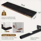 36 Inch Floating Shelves, 9.3 Inch Deep Rustic Wall Shelves - Extra Deeper Wall Mounted Storage Shelves for Bathroom, Kitchen, Living Room (Black, Set of 2)