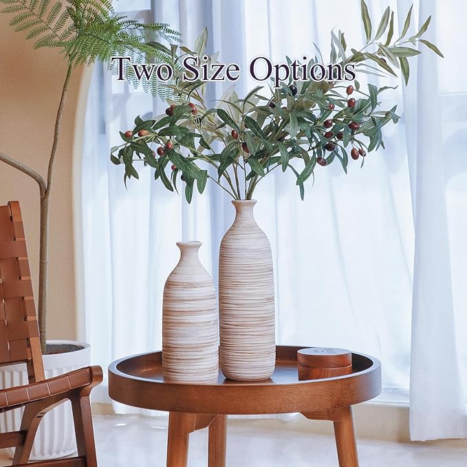 ALMA White Ceramic Vase 10 inch Tall, Narrow Boho Vases for Eucalyptus Leaf Branch, Small Pampas Grass Vase for Minimalist Home Decor, Coastal, Modern Bohemian Style Decor