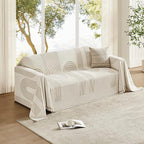 Boho Couch Cover Washable Sectional Couch Covers for Dogs Reversible Sofa Slipcover for 2 or 3 Cushion Couch Pet Friendly Furniture Protector (3# Khaki, 91" x 150")