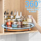 12" Lazy Susan Turntable Organizer - Oak Wood Lazy Susan for Cabinet Kitchen Countertop Dining Table Pantry Cupboard Bathroom Coffee Bar Storage Spice Rack Home Decor