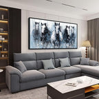 DUNHUANG ART Rustic Equine Gallop Canvas Wall Art - Stunning Horse Themed Decor for Living Room, Bedroom, Office - Horse Pictures Wall Decor 20"x40"