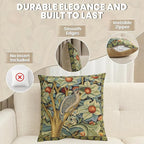 Charlotte Home Furnishings Throw Pillow Covers, Decorative Boho Pillow Covers for Couch, Living Room, Black Woodpecker Square Cushion Cases 18x18 in, European Cotton Jacquard Woven, Cozy Bedroom Decor