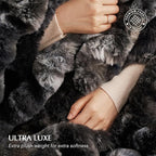 EVERGRACE Ultra Soft Luxury Fluffy Ridgeline Faux Rabbit Fur Bubble Throw Blanket, Thick Warm Fuzzy Throw for Bed, Cozy Plush Reversible Blanket for Couch,Charcoal Gray Heather, 60x80 Inches, 870 GSM