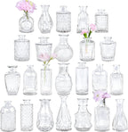 Glass Bud Vase Set of 24, Small Clear Flower Vases for Centerpieces in Bulk, Mini Vintage Vase for Wedding Decor, and Home Table Décor