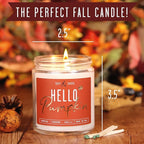 Pumpkin Spice Candle, Fall Candles - 'Hello Pumpkin' Pumpkin Candle I Infused w/Essential Oils I Autumn Scented Soy Candles for Home I Fall Home Décor I 9oz Reusable Jar, 50Hr Burn, Made in USA