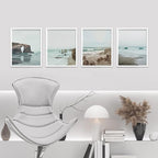 SIGNWIN Framed Rocky Storm Cloud Sky Beach Ocean Wall Art, Set of 4 Landscape Colorful Wall Decor Prints, Nature Wilderness Wall Décor for Living Room, Bedroom - 8"x10" White