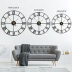 LEIKE 80CM Extra Large Wall Clock - 31" Oversize Modern Black Metal Roman Numeral Nearly Silent Little Ticking Battery Operated Wall Clocks for Living Room, Kitchen,Bedroom Farmhouse Home Decor