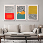 SIGNWIN Framed Canvas Print Wall Art Set Mid-Century Color Blocks & Spirals Abstract Shapes Illustrations Modern Art Contemporary Minimal Ultra for Living Room, Bedroom, Office - 24"x36"x3 White