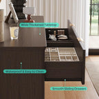 LINSY HOME Fluted Dresser for Bedroom with 6 Drawers, 54" Wide Mid Century Modern Dressers, Tall Boho Chest of Drawer, Large Wood Accent Storage Cabinet for Living Room, Curved Profile Design, Walnut