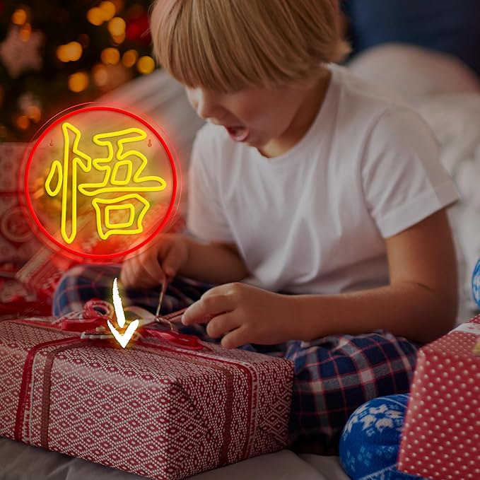 Anime Neon Sign, LED Light, Red, Lemon Yellow, 11.8 x 11.8 inches, Wall Art, Bedroom, Game Room, Gift