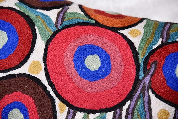 Cream Lumbar Poppy Floral Pillow Cover Red Poppies Flower Pillows White Farmhouse Chair Cushion Floral Cream Hand Embroidered Size 14x20