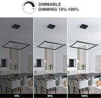 WELAKl Black Modern Square Chandelier, Square Ceiling Light Fixture, Contemporary Chandelier Pendant Light for Kitchen lsland, Dining Room, Bedroom
