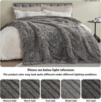 GONAAP Fuzzy Faux Fur Throw Blanket Queen Size Light Grey Super Soft Cozy Plush Fuzzy Shaggy Blanket for Couch Sofa Bed (Light Grey, Queen(90"x90"))