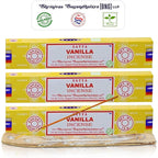 Satya Nagchampa Vanilla Incense Sticks, Satya Bng (Bangalore) Insenses 15gmx3 Pack (45 GMS) with Raajsee Incense Holder Bundle, Satya Nagchampa Natural Incense