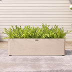 31 Inch Rectangular Concrete Planter,Durable All-Weather Use with Drainage Holes,Large Rectangular Planter for Outdoor Indoor Plants