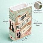 Ceramic Book Vase Pride and Prejudice Gifts for Book Lovers Women & Men - Jane Austen Gifts for Women Bookish Christmas Decor for Bookshelf - Bookworm Bookish Gift Cute Librarian Present for Readers