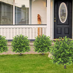 Artificial Boxwood Topiary Ball Trees with Ground Spikes UV Resistant Faux Greenery Shrubs Fake Shrubs for Outdoors, Realistic Faux Plants Bushes for Garden Porch Yard Patio Decor (Green Pine)