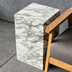 Luxury Marble Side Table,Square End Table for Modern Sofa and Bed, Living Room, Sofa, Bedroom（Arabescato）