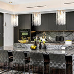 MO&OK Plug in Crystal Chandelier 3 Light with 15Ft Cord Modern Pendant Light for Bedroom Mini Antler Hanging Lamp for Kitchen Island Dinning Bedrooms and Hallway