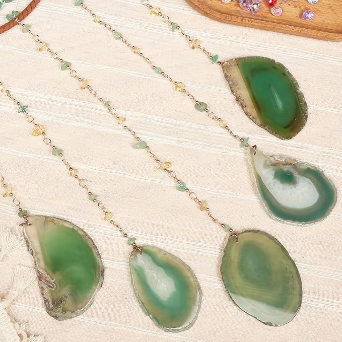 Green Aventurine Gemstone Agate Large Dream Catcher Chakra Dream Catcher with Crystals Handmade Dreamcatcher Wall Decor for Adults Boys Girls Bedroom Garden Bless Gift