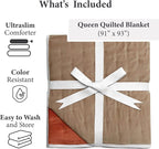 Vianney King Size Comforter Novo Terracotta Reversible Lightweight Quilt Blanket 110x93 inches Soft Cozy Bedding in Reddish Brown and Light Brown