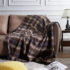 ZonLi Brown Throw Blanket, 50" x 60" Fall Decorative Classic Blankets with Tassel for Couch, Bed, Sofa, Chair, Outdoor, Cozy Warm Lightweight Blankets (Brown)