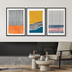 SIGNWIN Framed Wall Art Print Set Orange, Yellow, Blue & Pink Color Blocks and Lines Abstract Shapes Illustrations Modern Art Chic Multicolor for Living Room, Bedroom, Office - 16"x24"x3 Black