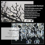 Modern Black Rectangle Crystal Tree Branch Chandelier, 55" 16-Light K9 Crystal Chandeliers for Dining Room, Rectangular Dining Room Chandelier Over Table,for High Ceiling,Kitchen