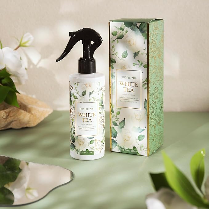 ROMIIE ZOI Room Spray Air Freshener Scented White Tea with Natural Plant Extract Room Fabric Spray for Home Fragrance linen Spray air Freshener - 8.5 FL OZ