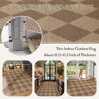 Lahome Checkered Easy Jute Indoor Outdoor Rug, 3x5 Washable Nature Rug for Entryway Living Room Indoor, Farmhouse Non Slip Checkerboard Carpet for Entry Guestroom Deck