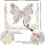 Damanse Butterfly Tapestry Wall Hanging Cute,Boho Wall Tapestry for Bedroom Aesthetic,Flower Living Room Decor for Teen Girls (White, 49.20" x 59.10")