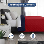 Martex Reversible Coverlet – King Bed Quilt – Lightweight King Size Bedding – Durable King Size Quilts for Bed – Soft - Easy Care Bedding – Red/Navy